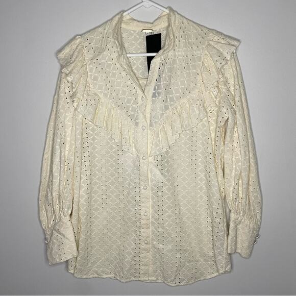 NWT New Johanna Ortiz Ecru Endless Curiosity Long Sleeve Ruffle Blouse Size 4 - Picture 8 of 13